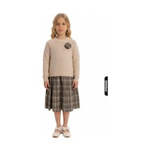Xo Kids Kız Çocuk Elbise 8-12 Yaş 4067 Bej