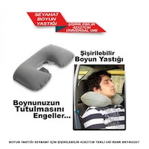 Boyun Yastığı Seyahat İçin Şişirilebilir 42x27cm Tekli Gri