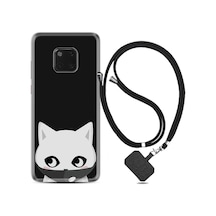 Huawei Mate 20 Pro Kılıf Boyun Askılı Pandemi Cat 1729 Siyah