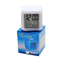 Renk Değiştiren Dijital Alarm Küp Saat Lisinya Beyaz