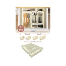 5'li Set Ayarlanabilir Çekmece Içi Düzenleyici Kutu Uzayıp Kısalabilen Organizer Seti 2a2b1c Krem