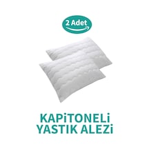 Kapitoneli Yastık Alezi 2'li Pamuklu Fermuarlı Kapitone Yastık Koruyucu Yastık Kılıfı