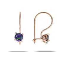 Mistik Topaz Taşlı Çengelli Rose Gümüş Küpe Dgn20712