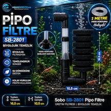 Obo Pipo Filtre - Üretim Filtresi - Biyolojik Temizlik - 1 Metre Hava Hortumu Hediye - 16,5 X 10,5 Cm. - Temizlenebilir Sünger - Sb-2801