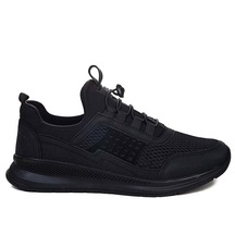 Albishoes Erkek Bağcıksız Hafif Rahat Taban Günlük Siyah Sneaker