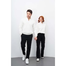 Dı Lorıa Sevgili Kombin 4 Lü Kadın&erkek Siyah-beyaz Sweatshirt Pantolon Alt-üst Takım Siyah - Beyaz