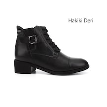 Gönderi(R) Gönderi R Kadın Siyah Fermuarlı Kalın Topuklu Hakiki Deri Postal Bot Gkzb13450486 Siyah