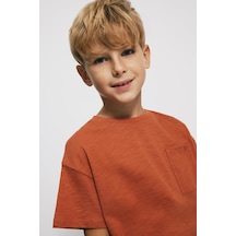 Kids Boy Cepli Flamlı Comfort Fit Kiremit T-shirt