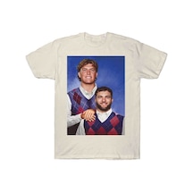 Flood Of Style Cam Skattebo Ve Jaxson Dart Step Brothers New York Futbol Taraftarı T-shirt Erkekler Kadınlar Bej