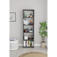 Alpaevmobilya Ahşap 5 Raflı 150 Cm Çok Amaçlı Açık Kitaplık Dekoratif Salon Rafı Düzenleyici Ve Organizer Antrasit