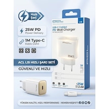Acl L15 25w Pd Hızlı Şarj Cihazı + 1m Type-c Kablo Seti - Lisinya Beyaz