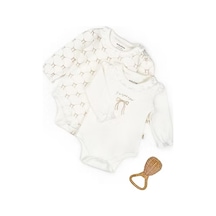 Babycosy Organik Body Uzun Kol 2li Ekru - Taş-12739 Ekru