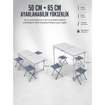 Lexroo 4 Sandalyeli Katlanabilir Kamp Masası Portatif Bahçe Kamp Belirtilmemiş