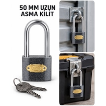 50 Mm Gri Uzun Kelepçeli Asma Kilit Anahtarlı Dolap, Bavul Ve Takım Çantası Kilidi