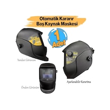 Lexroo Güneş Enerjili Pilli Otomatik Kararan Baş Maskesi Siperlik Kartuşlu Kaynak Gözlüğü