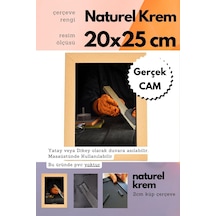 Krem-20mm Çerçeve Camlı 20x25 Cm Fotoğraf Resim Çerçevesi Ayaklı Veya Duvara Asma Yatay-dikey