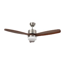 Alsanfan Modern Gri Motor Kahverengi Kanat Aydınlatmalı Uzaktan Kumandalı Tavan Vantilatörü 132cm