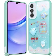Subutu Galaxy S23 Fe Kılıf Parlayan Simli Kabartma Figürlü Sbt Cevze Kapak - Yeşil Yeşil