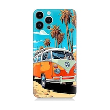 Apple Uyumlu iPhone 14 Pro Silikon Kılıf Retro Vokswagen Minübüs