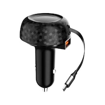 Uyuxıo 2 İn 1 Usb C Geri Çekilebilir Kablo İle Araç Telefonu Şarj Pd 30w Süper Car Charger