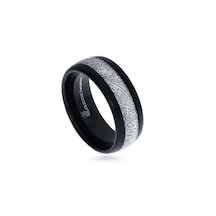Erkek Beyaz Çizgi Detay Tungsten Yüzük Siyah