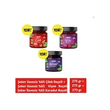 Şeker İlavesiz Çilek Karadut Ve Vişne Reçeli Ekstra Geleneksel 3'lü Set X 275 Gr
