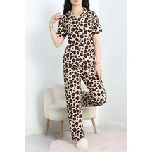 Seka Store Seka Milan Kumaş Düğmeli Pijama Takımı Leopar1 - 750.1287. Çok Renkli