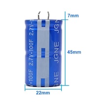 2.7v 100f Süper Kapasitör 22x45mm