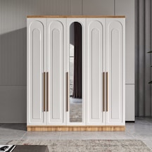 Flora 5 Kapaklı Komple Mdf Aynalı Gardırop - Elbise Dolabı