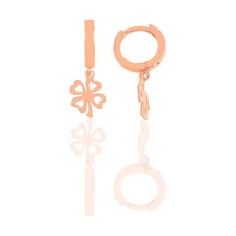 Gümüş Desenli Yonca Küpe Barcode Gold - Rose Gold - Rodyum
