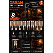 8 Li Paket 15w E14 Fırın Ampulü 300 C Isıya Dayanıklı Sarı Işık