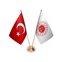 Masa Üstü Adalet Bakanlığı Bayrağı Türk Bayrağı İkili Pirinç Dire