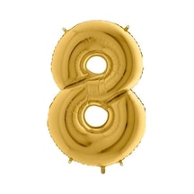 8 Rakamlı 16 İnç Gold Renk Folyo Balon 36 Cm Altın 256