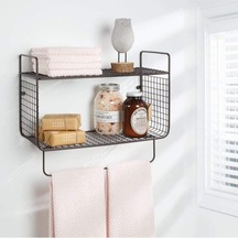 Metal Mutfak Banyo Duvar Rafı Terek Havluluk Wd-102 Siyah