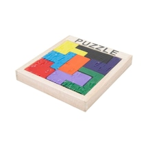 Tetris Şekilli Ahşap Puzzle Oyunu 8 Parça Renkli Ahşap Eğitici Puzzle