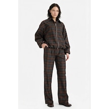 Defacto Wide Leg Çift Cepli Normal Bel Düz Paça Kareli Pantolon G8259ax25wnbn267 Kahve-bn267