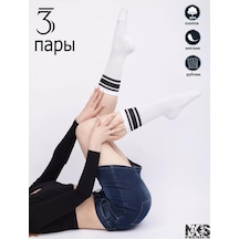 Nakses Naks's Ribanalı Çizgili Çoraplar 3 Çift 170833355 Beyaz