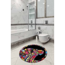 Renkli Hayvan Temalı Yuvarlak Klozet Banyo Paspas Seti Bs276n11 Çok Renkli
