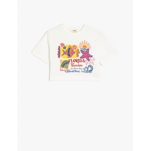 Koton Ekru Kız Çocuk T-shirt 5skg10152ak Ekru