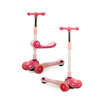 Maxi Taxi Zoomy Oturaklı Işıklı Katlanabilir Scooter Pembe