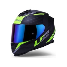 Ls2 Storm 2 Nerve Neon Sarı Kapalı Motosiklet Kaskı Mavi Camlı Yeşil