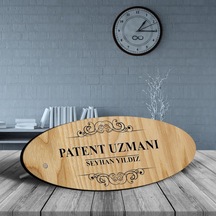 Kişiye Özel Mesleki Patent Uzmanı Ahşap Oval Masa İsimliği - 2