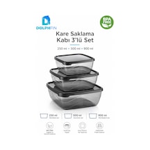 3 Lü Kare Saklama Kabı Seti 250 Ml 500 Ml 900 Ml Füme Şeffaf Bpa İçermez Siyah