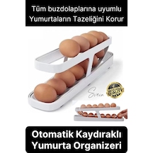 2 Katlı Pratik Yumurta Düzenleyici Buzdolabı Organizer Tutucu Otomatik Yuvarlanan Saklama Rafı Stand