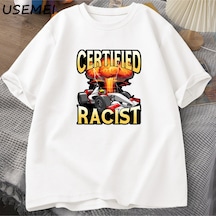 Flood Of Style Sertifikalı İrkçı T-shirt Erkekler Yaz Pamuk Kısa Kollu Tshirt Nostaljik Araba Yarış Racer Ts Beyaz
