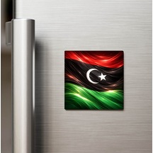 Libya Libya Abstract Ülke Bayraklı Buzdolap Magneti - 9x9 Cm