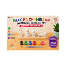 Meccha Chameleon Boyama Seti 4 Mini Karakter 1x6'lı Boya Seti 1 Fırça Eğitici Hobi Aktivite Oyuncağı