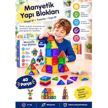 Teknozeel Manyetik Yapı Blokları 40 Parça Mıknatıslı 3 Boyutlu Eğitici Zeka Geliştirici Oyuncak Seti
