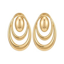 Altın Renk Oval Çelik Küpe Altın - 875002918 Altın