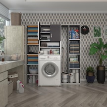Kenzlife Çamaşır Makinesi Dolabı Hayzummega Gri 180 156 55 Banyo Kiler Çift Kapaklı Arkalıklı Çok Renkli